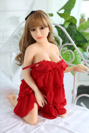 100cm/39.4 in TPE E-Cup Mini Sex Doll Cute Doll with Yellow Curly Hair