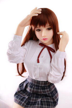 140cm/55.12 in TPE Mini Sex Doll Pale-Faced Scholar Sweet As a Schoolgirl Fierce in Black Stockings